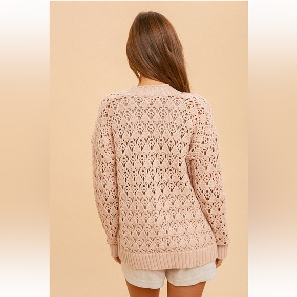 Hem & Thread Beige Open Knit Cardigan - Picture 5 of 7